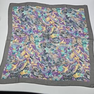 Missoni Multicolor Pattern Square Scarf Silk Grey Border